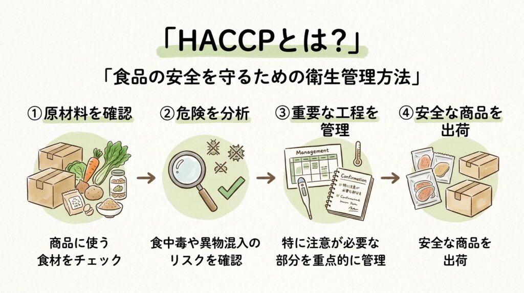 HACCPについて説明する図解イラスト
