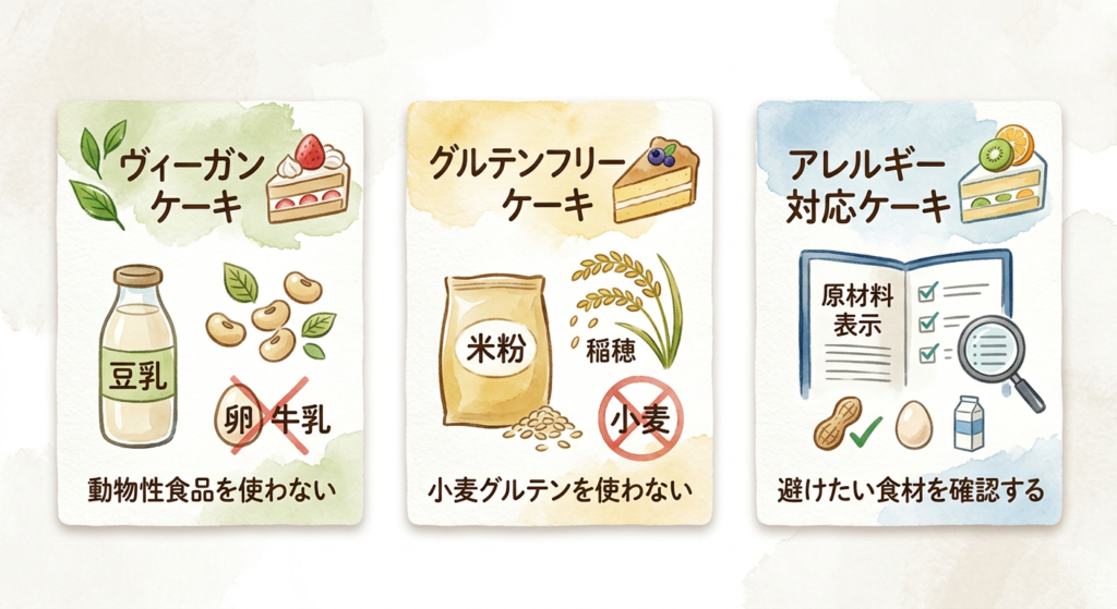 ヴィーガン・グルテンフリーケーキとの違い