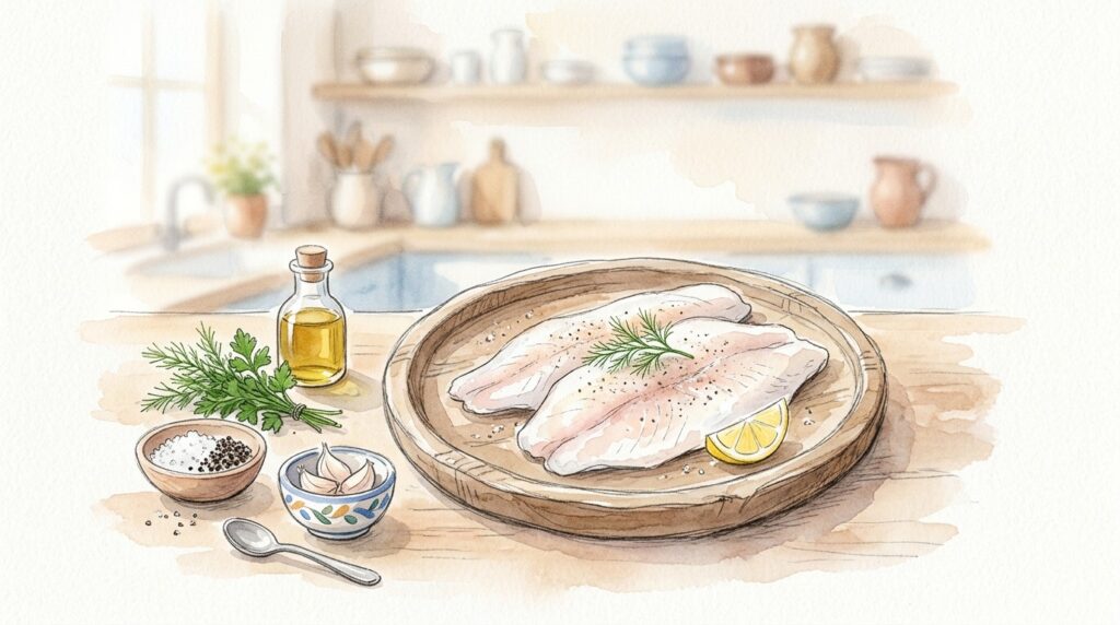 骨取り魚で手軽に魚料理を準備するキッチン風景