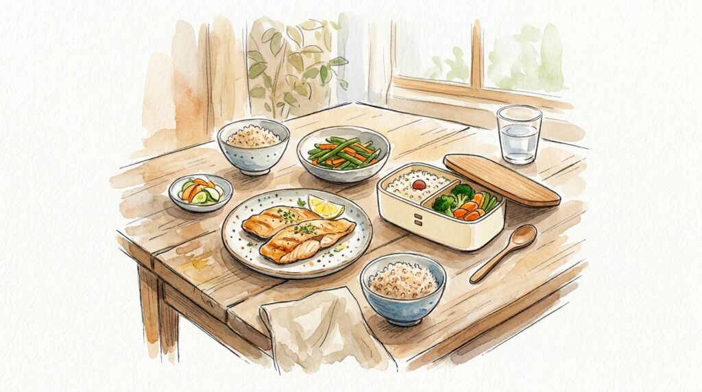 骨取り魚を使った家族向け食卓風景