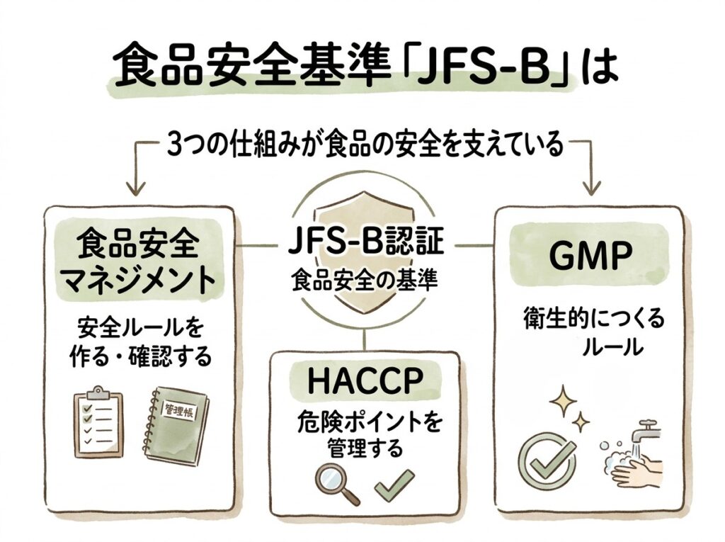 JFS-B（国内規格）について説明する図解イラスト