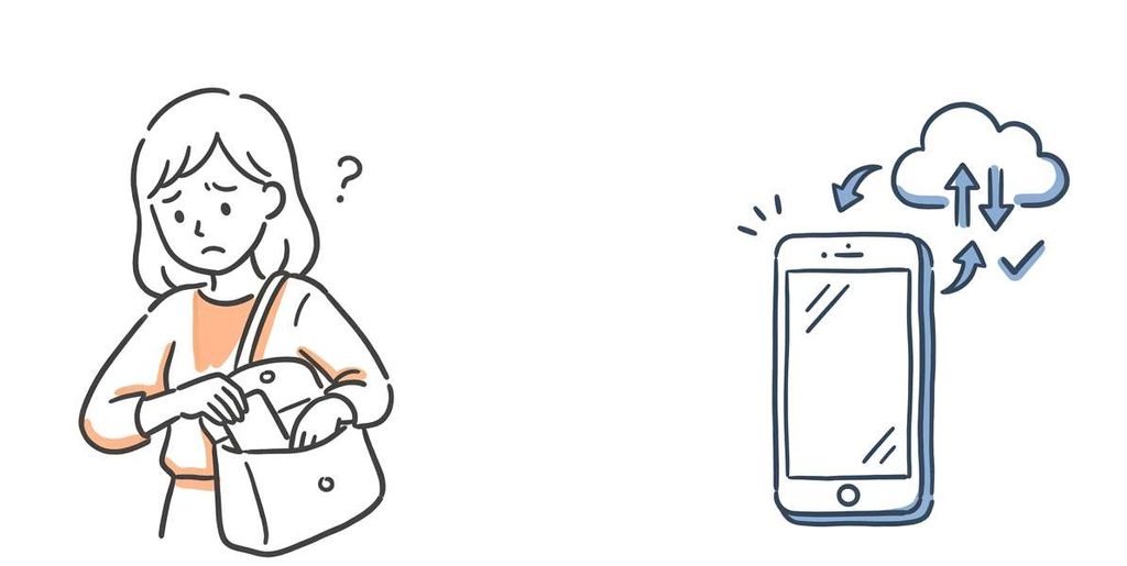 スマホを紛失した場合のLINE引き継ぎをイメージしたイラスト