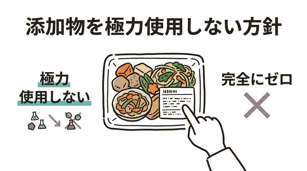 ツクリオの添加物を極力使用しない方針を表したイラスト