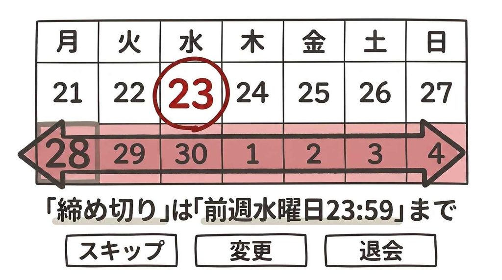 ツクリオの変更締切をカレンダーで表示